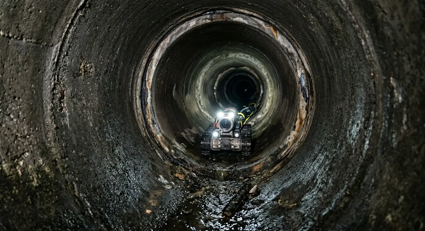 Robotic sewer camera inspecting pipe interior for Sewer Line Cleaning in Reserve